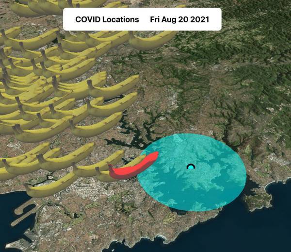 Covid locations as bananas