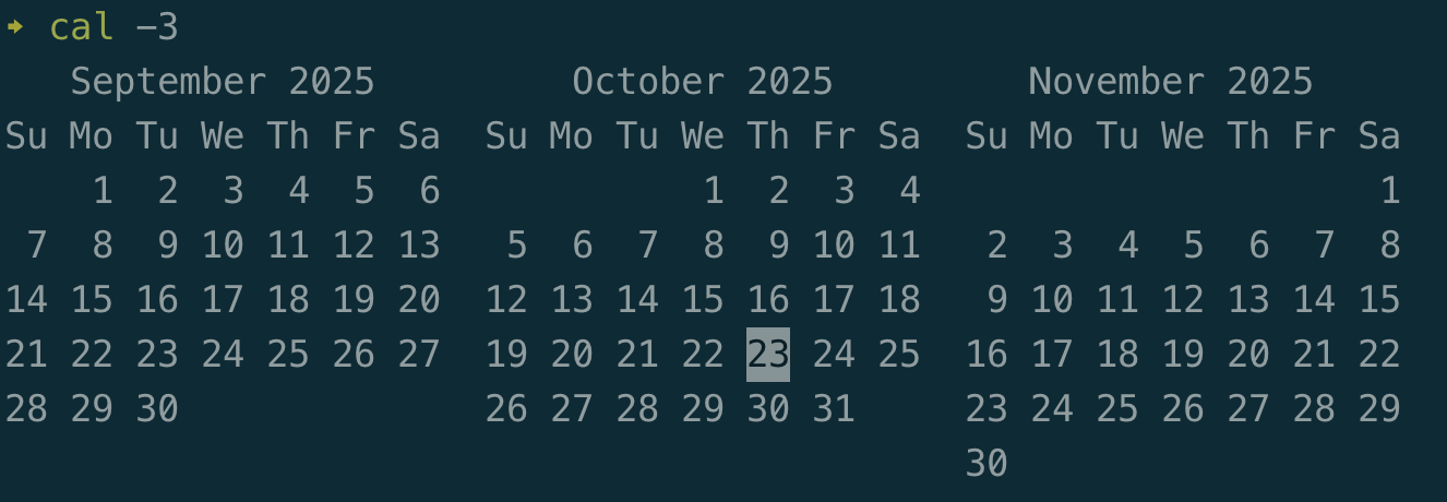Calendar with 3 months view